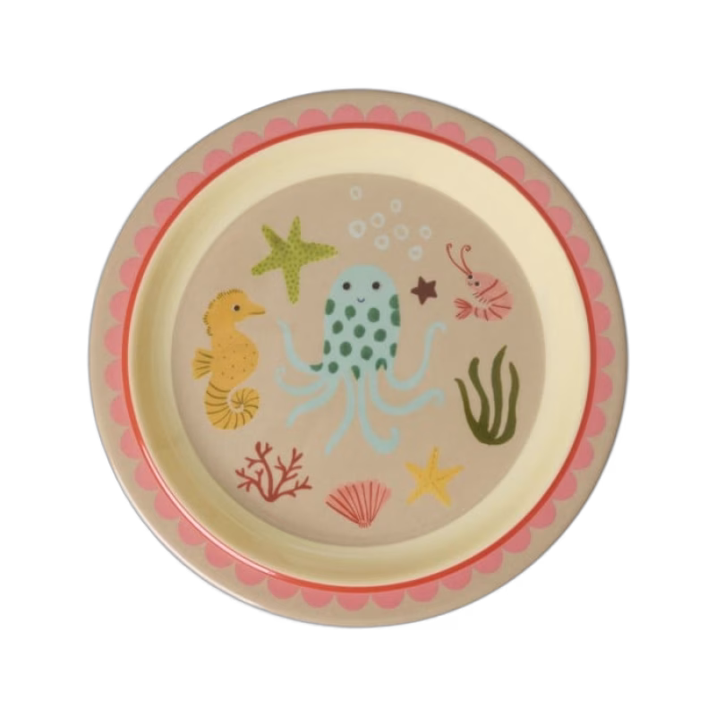 Rice Tallrik Melamin (Coral Ocean Print)