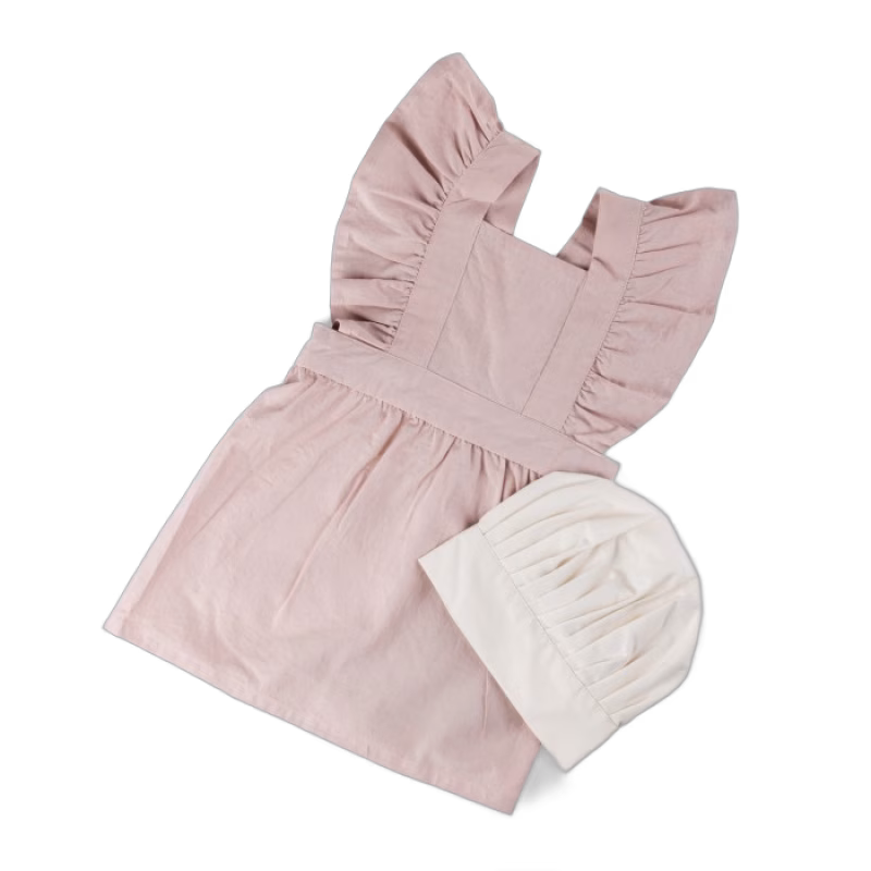Sebra Förkläde och Kockmössa (Dusty Pink)