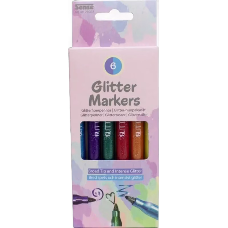 Sense Glitter fiberpennor 6-pack