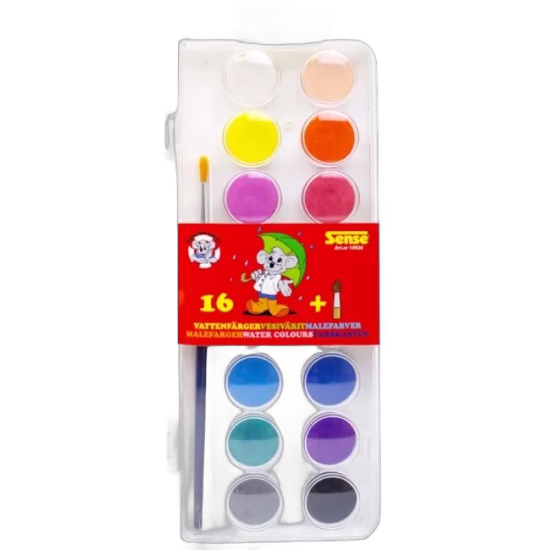Sense Vattenfärg 16 st med pensel