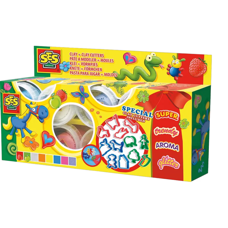 Ses Creative Modellera - 8 Färger med Confetti & Glitter