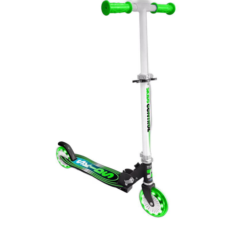 Skids Control Hopfällbar sparkcykel med belysning (Grön)