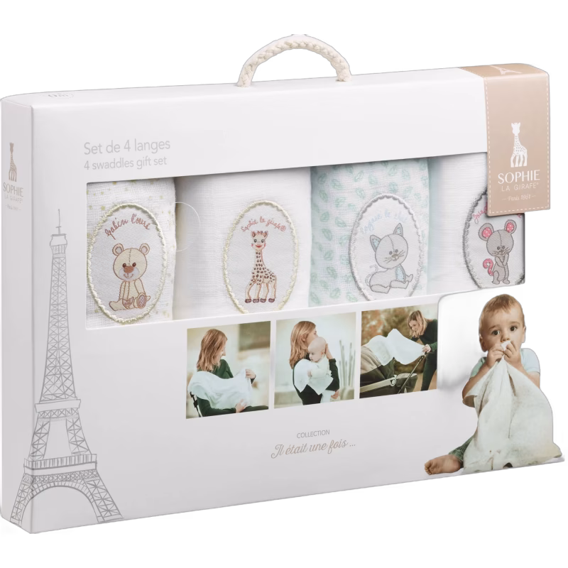 Sophie the Giraffe Muslinfilt 4-pack