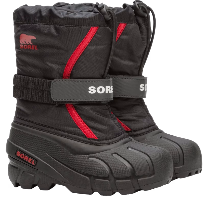 Sorel Children's Flurry Vinterkänga, Black/Bright Red, 30