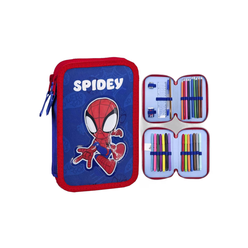 Spidey And His Amazing Friends Dubbelpennfodral, Blå/Röd