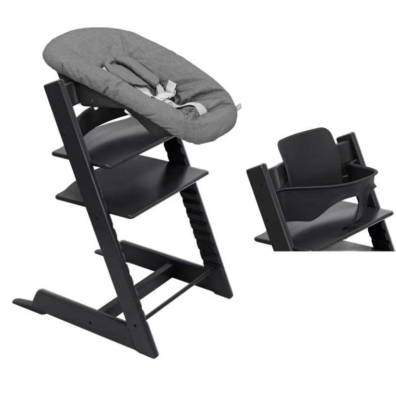 Stokke Tripp Trapp® Stol och Babyset Black Inkl. Newborn Set (Anthracite)