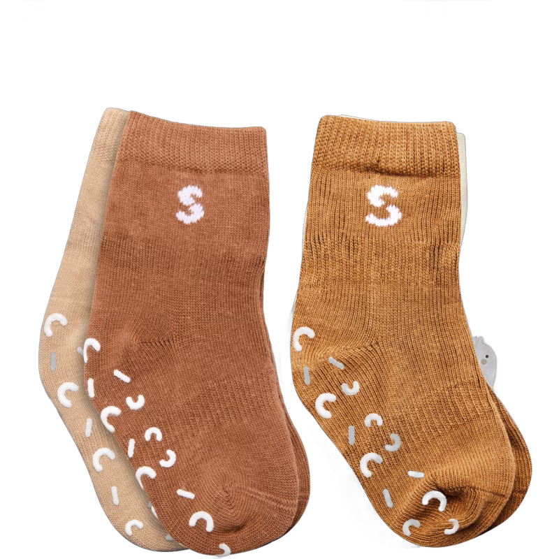 STUCKIES Strumpor Anti-slip 4-Pack, Desert, 16-18