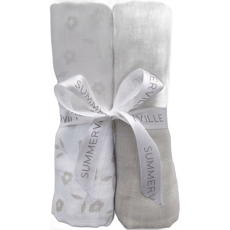 Summerville Organic Muslinfilt 2-Pack Eko, Petal/Silver Grey