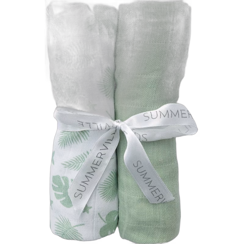 Summerville Organic Muslinfilt 2-Pack Eko, Tropical/Green