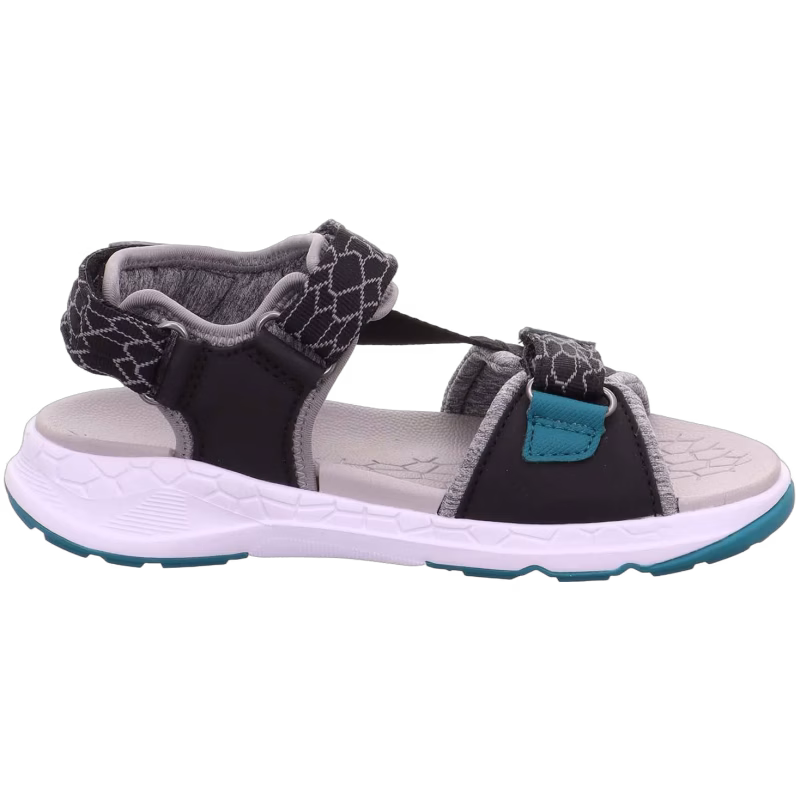 Superfit Criss Cross Sandal, Black/Green, Stl 28