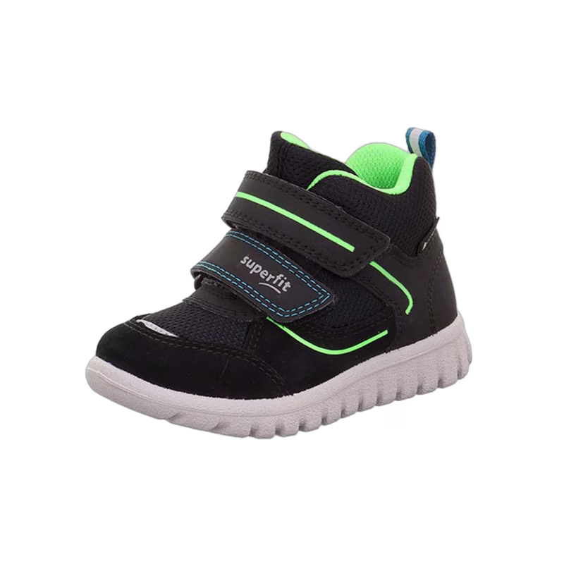 Superfit Sport7 Mini Sneakers, Black/Light Green, 21