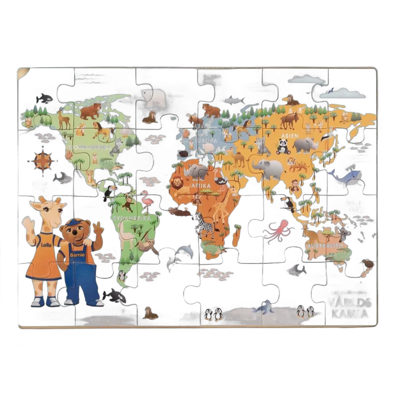 Teddykompaniet Lollo &  Bernie Pussel Världskarta 24 Bitar