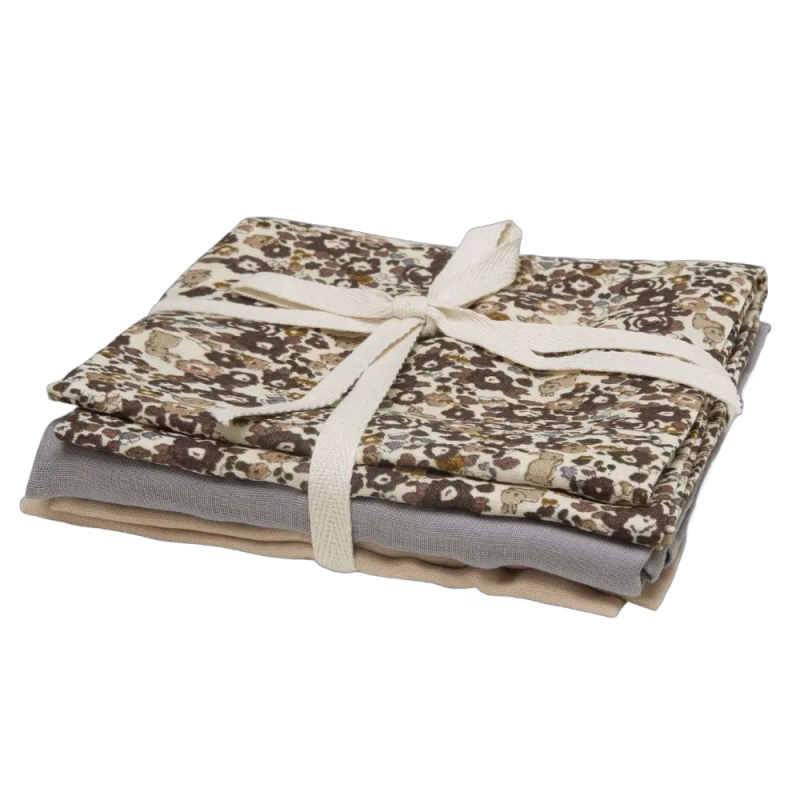 That's Mine Bora Muslinfilt 3-Pack, Flora Bunnies Rose Taupe