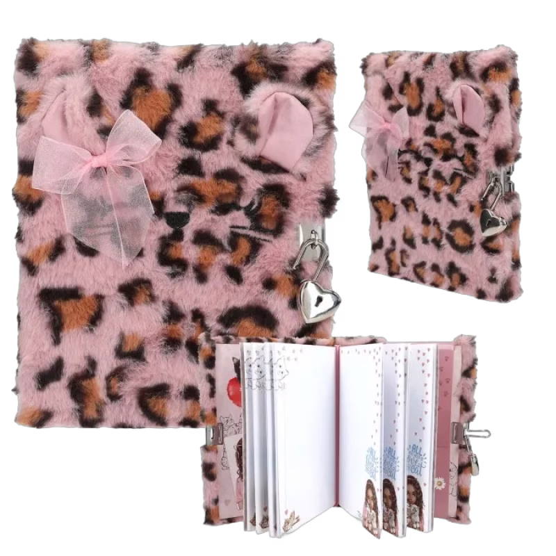 TOPModel Dagbok fluffig med hjärtlås (Rosa)