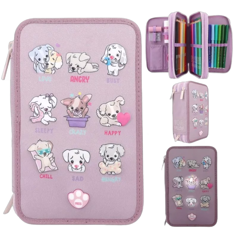 TOPModel Trippelpennfodral med LED (Dogs Mood barometer)