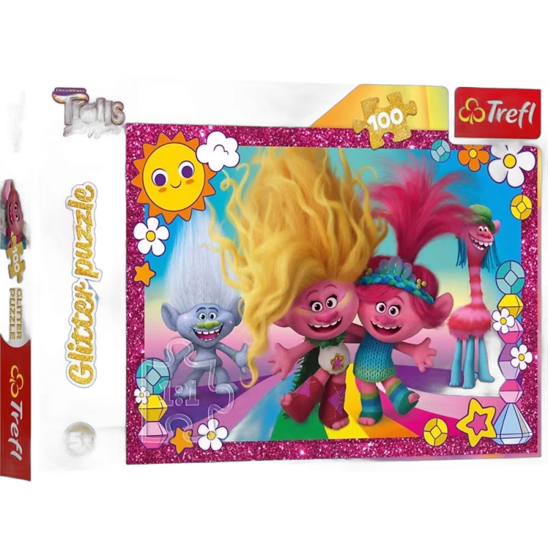 Trefl Trolls Glitter Pussel 100 Bitar