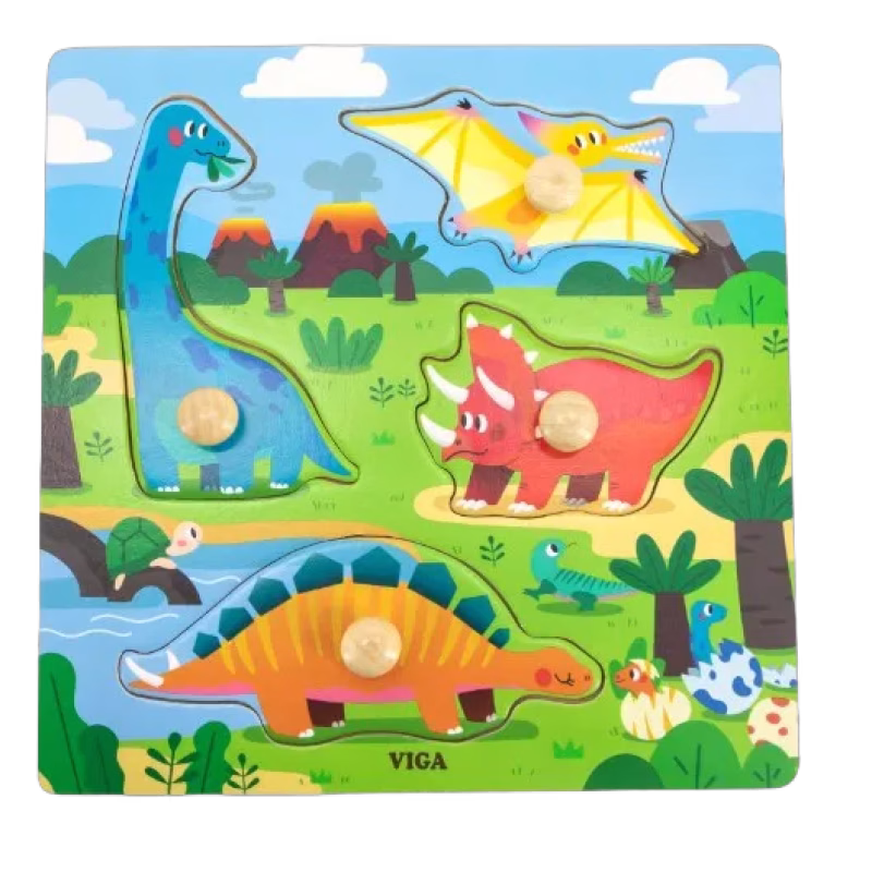 VIGA Knoppussel Dinosaurier 4-bitar