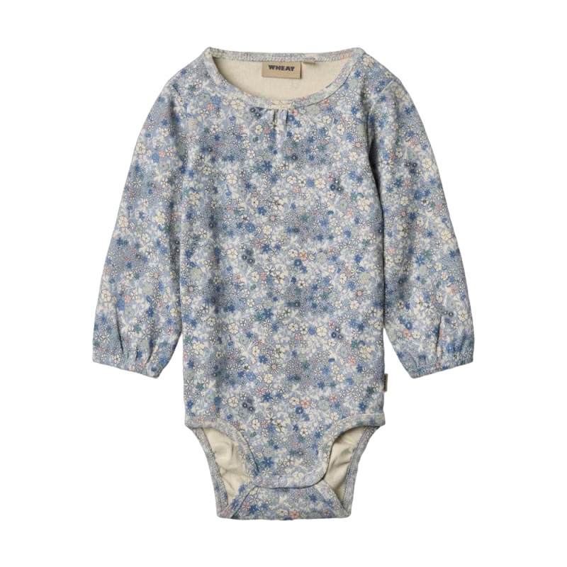 WHEAT Långärmad Body Elmine Blue Summer Flowers