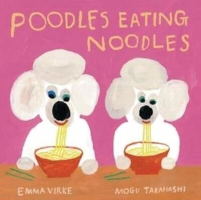 Poodles eating noodles